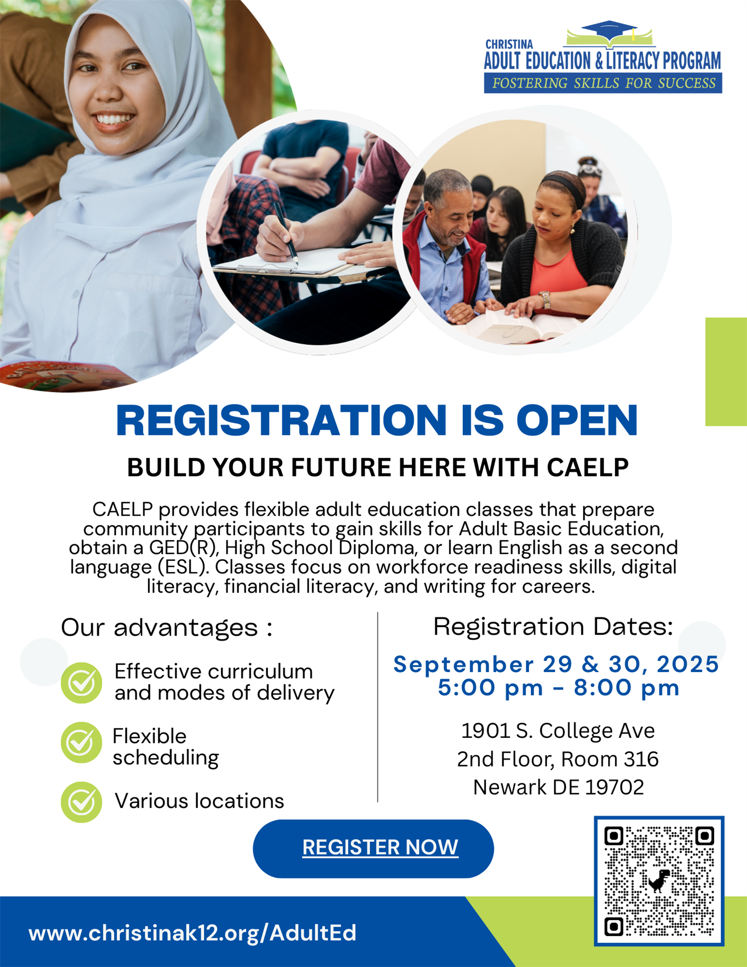 Flyer - Registration is Open for Christina Adult Education & Literacy Program